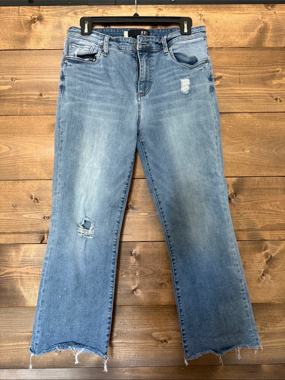 Kut from the Kloth Light Blue Distressed Wide Leg Jeans